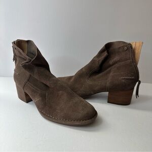 NWOB UGG Bandara Ankle Boots Back Zip Booties 2"Block Heel Mole Gray SuedeSZ 7.5